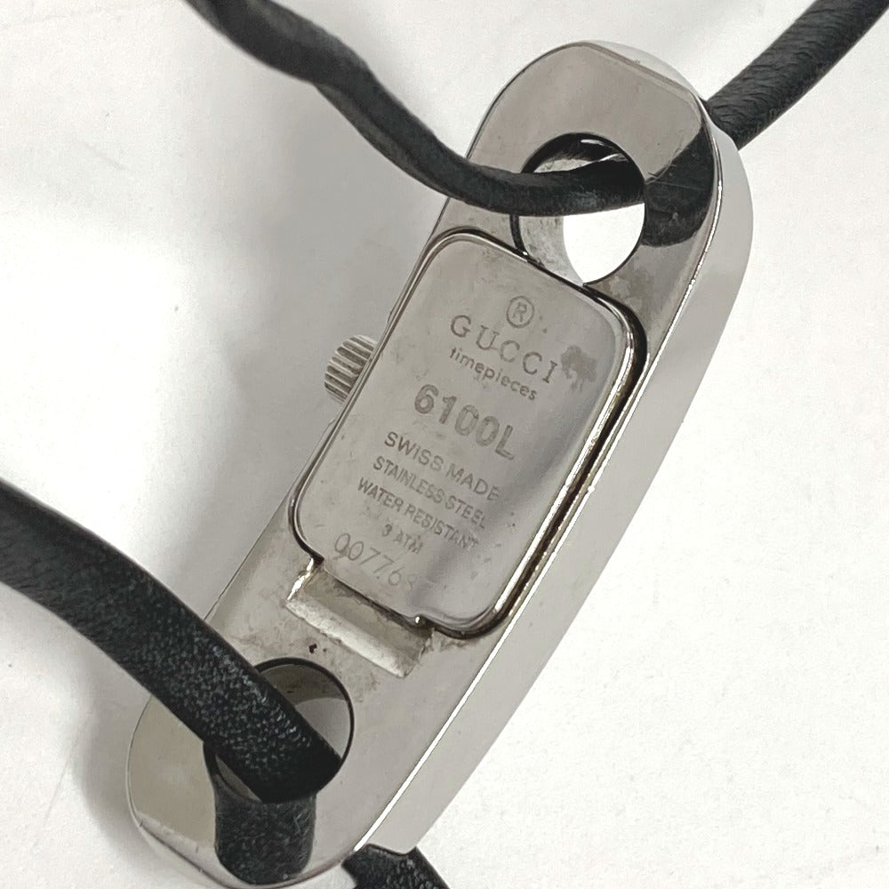 GUCCI 6100L ブレスウォッチ ロゴ 時計 ウォッチ 腕時計 SS レディース シルバー