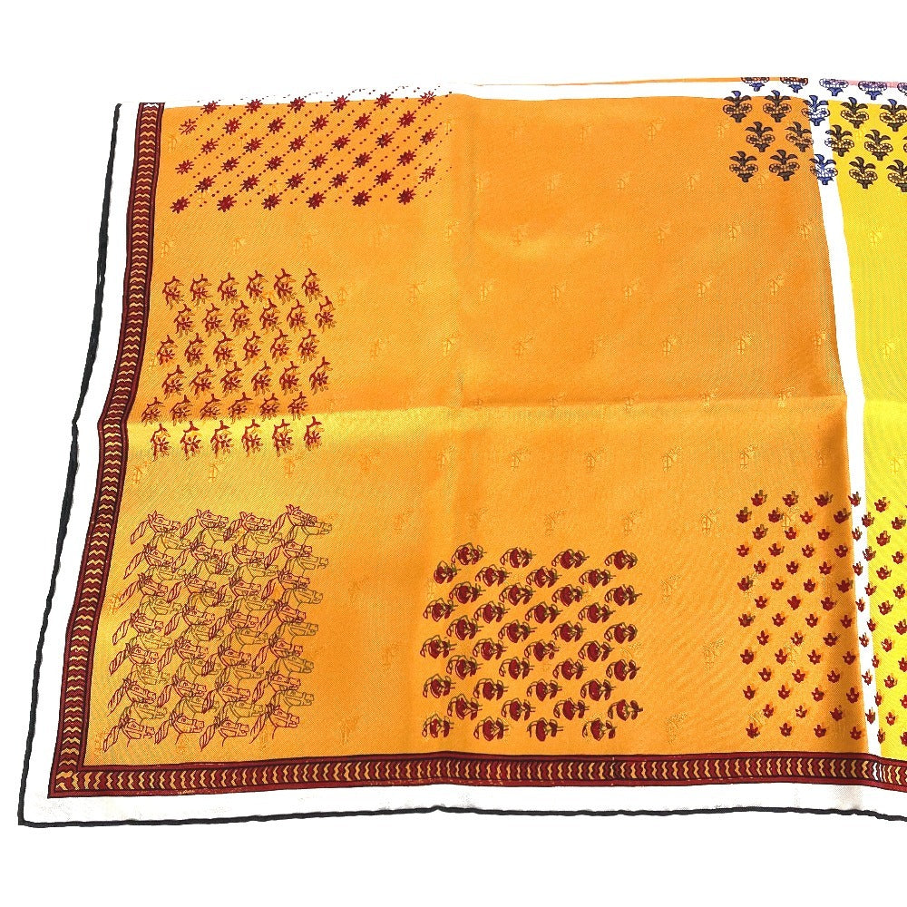 HERMES カレ90 カレ 90 ブロックの4重編み Quadrige galon quadri au bloc スカーフ シルク レディース オレンジ