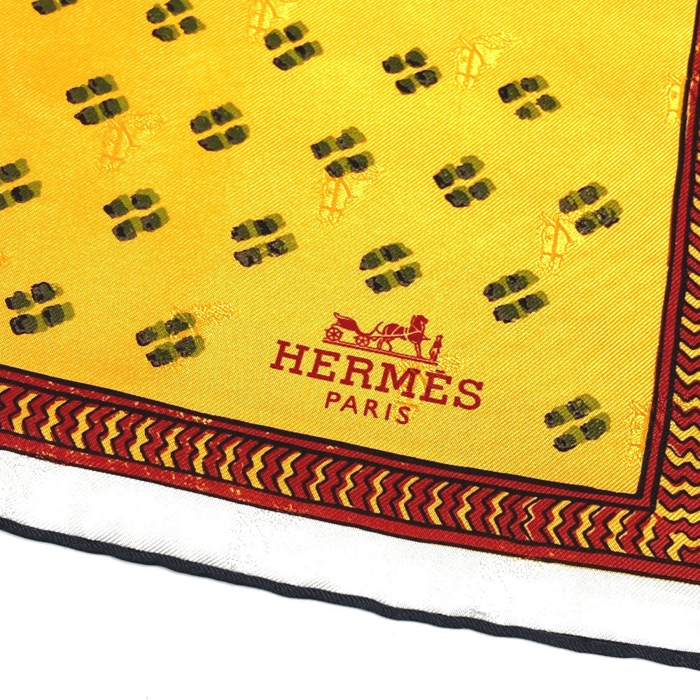 HERMES カレ90 カレ 90 ブロックの4重編み Quadrige galon quadri au bloc スカーフ シルク レディース オレンジ
