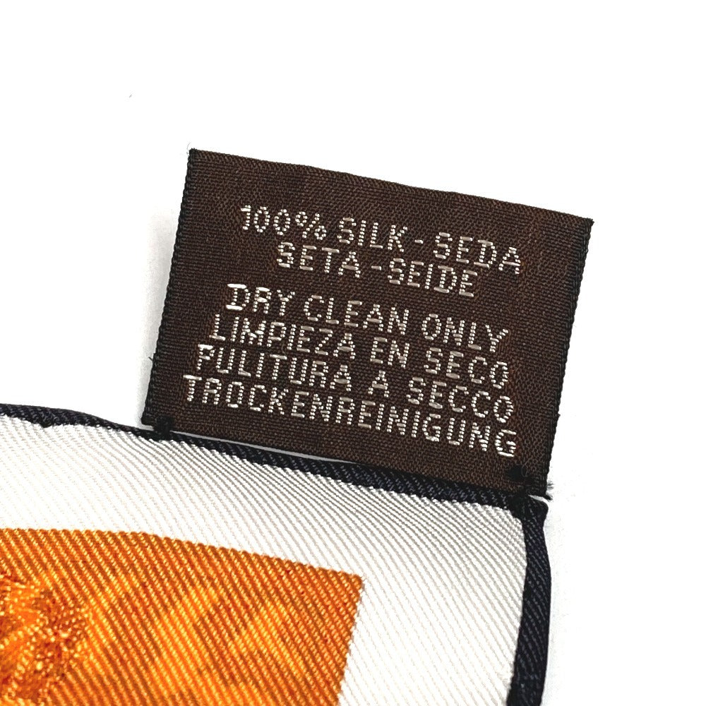 HERMES カレ90 カレ 90 ブロックの4重編み Quadrige galon quadri au bloc スカーフ シルク レディース オレンジ