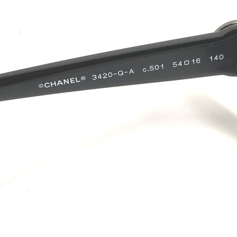CHANEL 3420-Q-A CC ココマーク ロゴ ラインストーン チェーン めがね メガネ アイウェア 眼鏡 サングラス プラスチック レディース ブラック