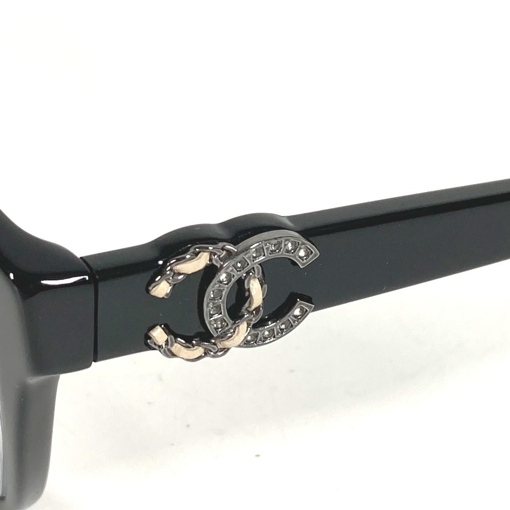 CHANEL 3420-Q-A CC ココマーク ロゴ ラインストーン チェーン めがね メガネ アイウェア 眼鏡 サングラス プラスチック レディース ブラック