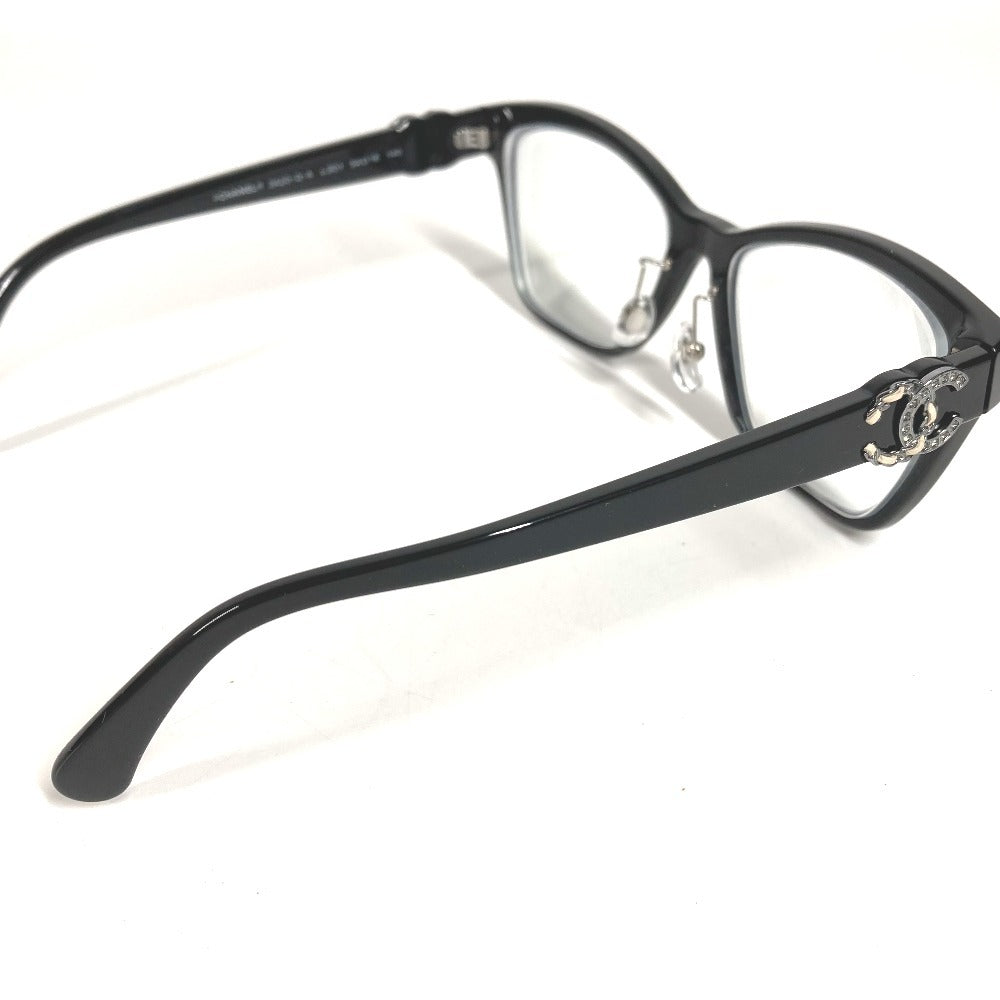 CHANEL 3420-Q-A CC ココマーク ロゴ ラインストーン チェーン めがね メガネ アイウェア 眼鏡 サングラス プラスチック レディース ブラック