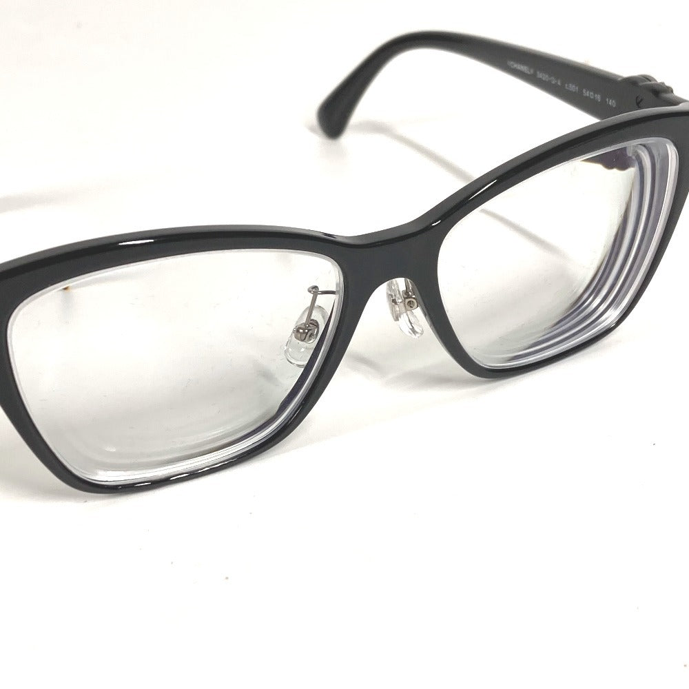 CHANEL 3420-Q-A CC ココマーク ロゴ ラインストーン チェーン めがね メガネ アイウェア 眼鏡 サングラス プラスチック レディース ブラック