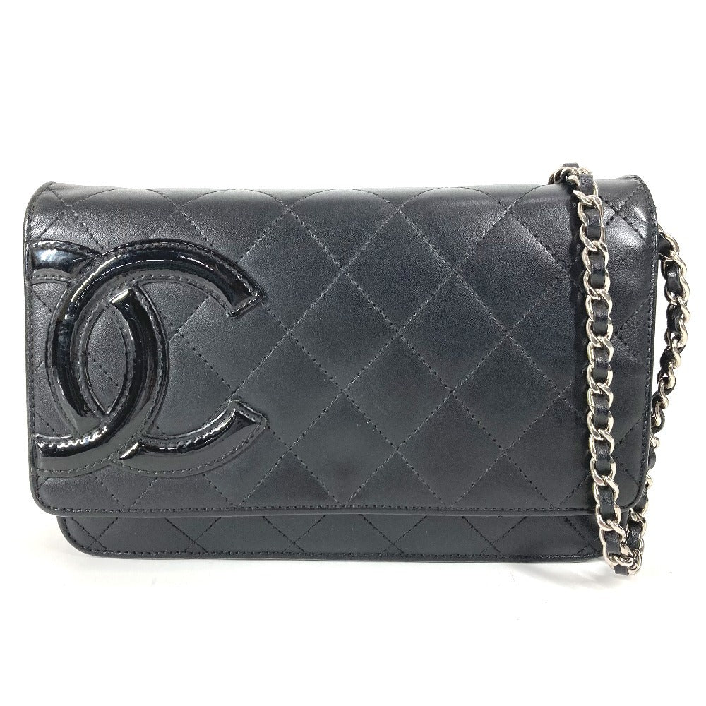CHANEL A46646 カンボンライン CC ココマーク ロゴ チェーンウォレット カバン 長財布 斜め掛け チェーンバッグ ショルダーバッグ レザー レディース ブラック