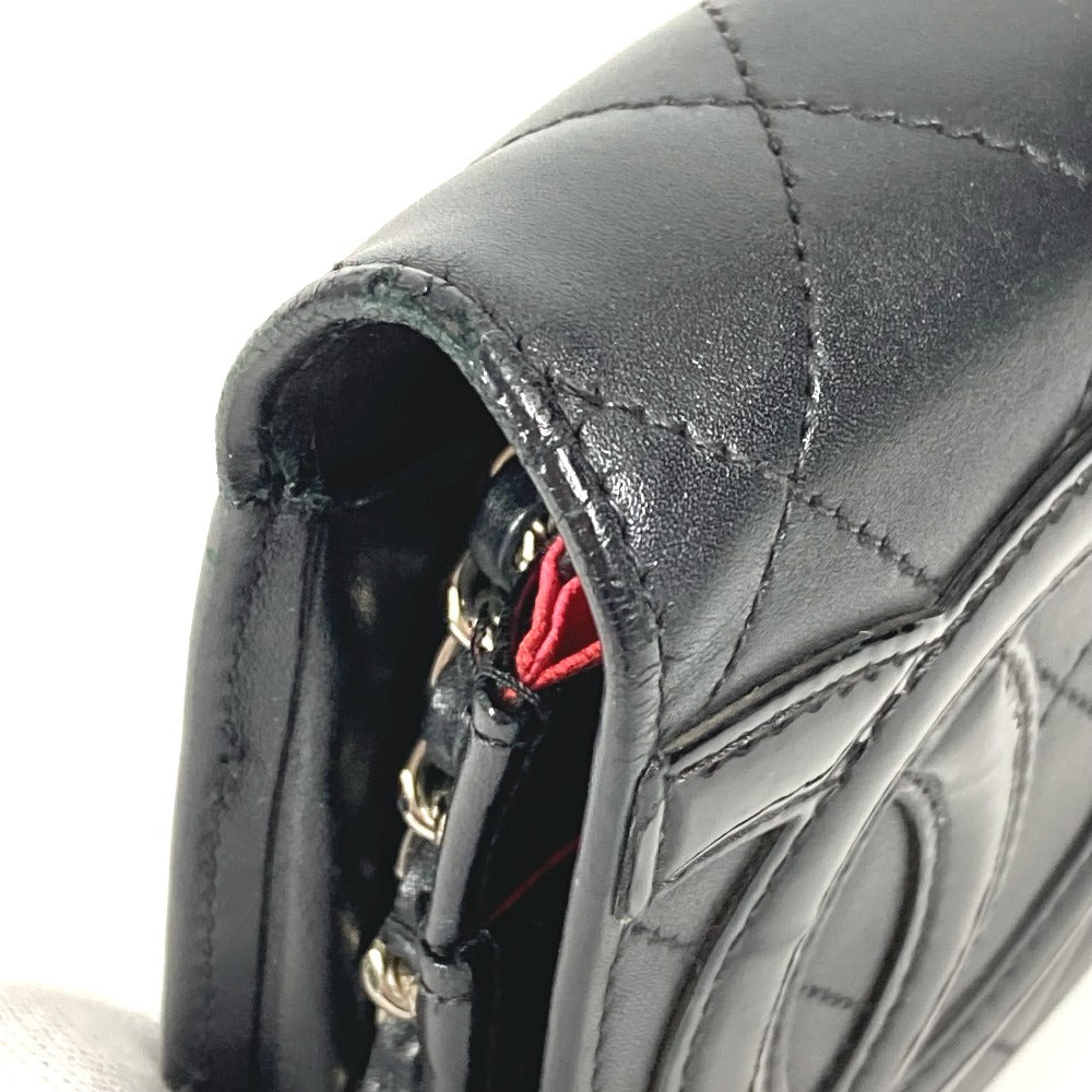 CHANEL A46646 カンボンライン CC ココマーク ロゴ チェーンウォレット カバン 長財布 斜め掛け チェーンバッグ ショルダーバッグ レザー レディース ブラック