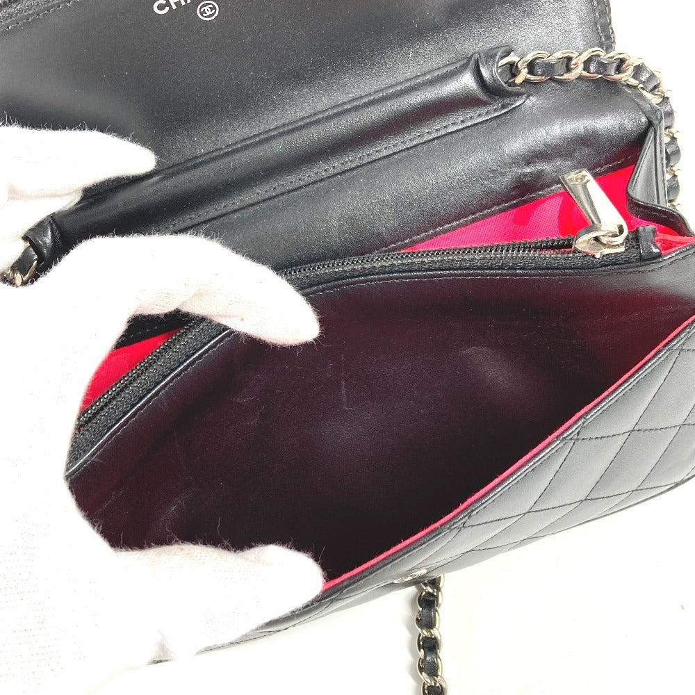 CHANEL A46646 カンボンライン CC ココマーク ロゴ チェーンウォレット カバン 長財布 斜め掛け チェーンバッグ ショルダーバッグ レザー レディース ブラック