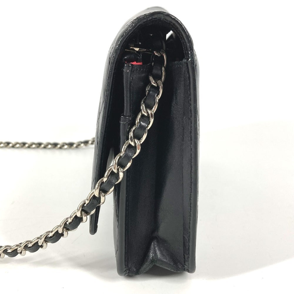 CHANEL A46646 カンボンライン CC ココマーク ロゴ チェーンウォレット カバン 長財布 斜め掛け チェーンバッグ ショルダーバッグ レザー レディース ブラック