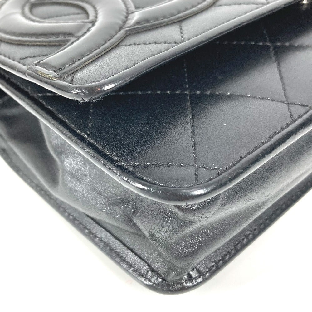 CHANEL A46646 カンボンライン CC ココマーク ロゴ チェーンウォレット カバン 長財布 斜め掛け チェーンバッグ ショルダーバッグ レザー レディース ブラック