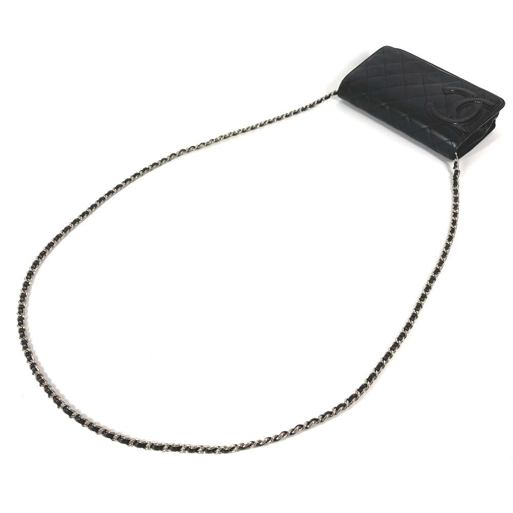 CHANEL A46646 カンボンライン CC ココマーク ロゴ チェーンウォレット カバン 長財布 斜め掛け チェーンバッグ ショルダーバッグ レザー レディース ブラック