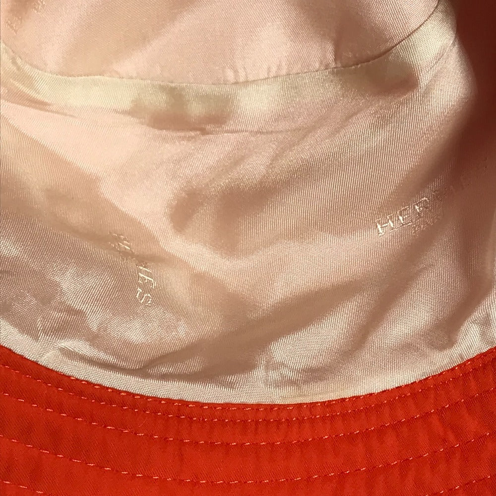 HERMES Hロゴ ハット帽 帽子 バケットハット ボブハット ハット ポリエステル ユニセックス オレンジ