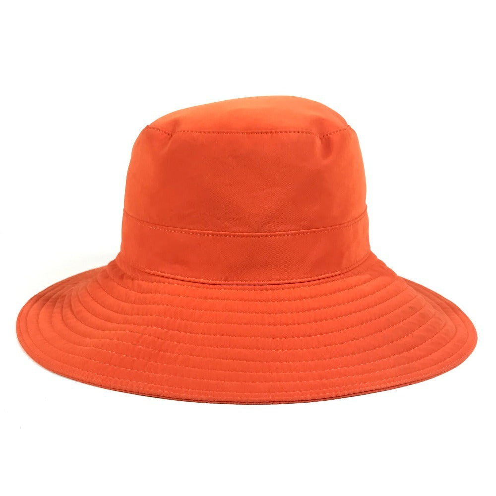 HERMES Hロゴ ハット帽 帽子 バケットハット ボブハット ハット ポリエステル ユニセックス オレンジ