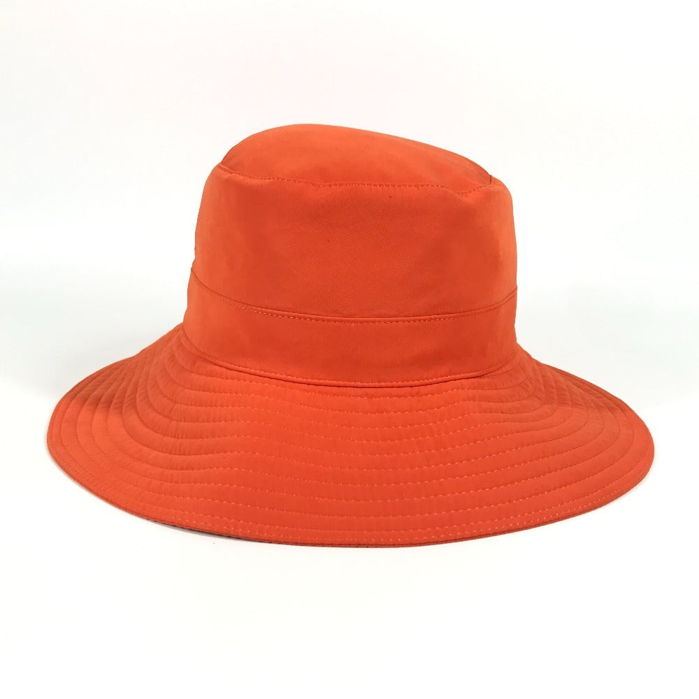 HERMES Hロゴ ハット帽 帽子 バケットハット ボブハット ハット ポリエステル ユニセックス オレンジ