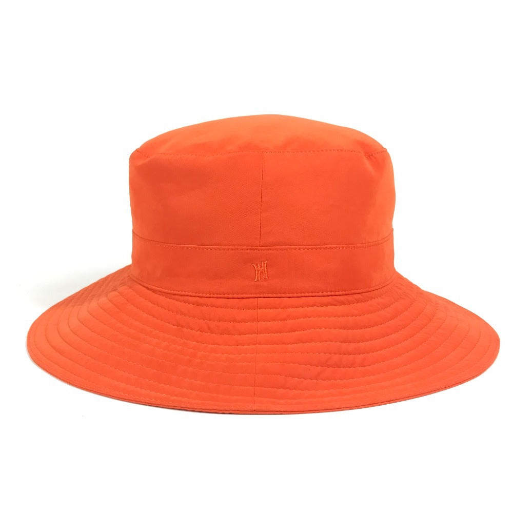 HERMES Hロゴ ハット帽 帽子 バケットハット ボブハット ハット ポリエステル ユニセックス オレンジ