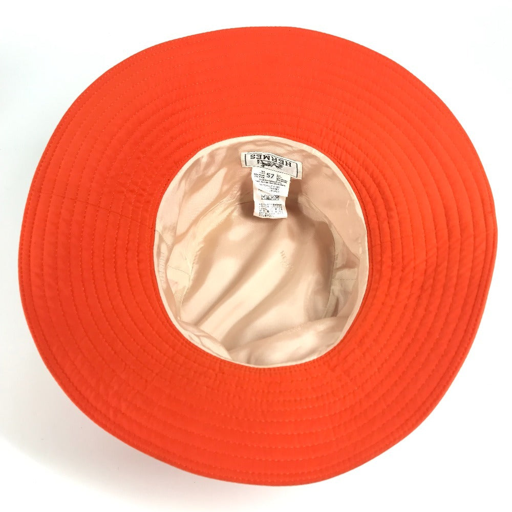 HERMES Hロゴ ハット帽 帽子 バケットハット ボブハット ハット ポリエステル ユニセックス オレンジ