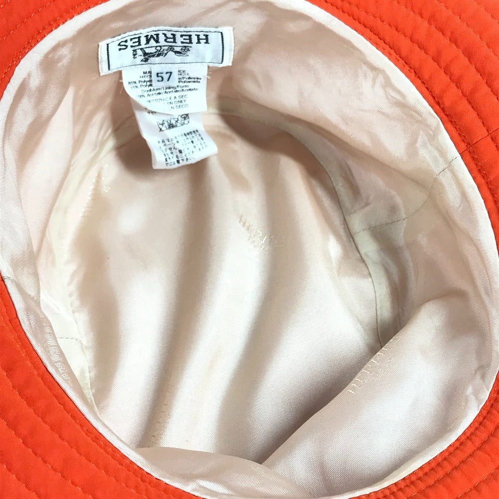 HERMES Hロゴ ハット帽 帽子 バケットハット ボブハット ハット ポリエステル ユニセックス オレンジ