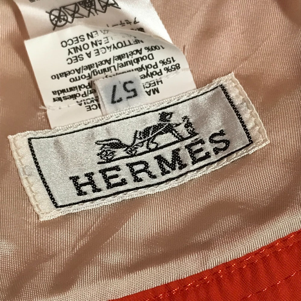 HERMES Hロゴ ハット帽 帽子 バケットハット ボブハット ハット ポリエステル ユニセックス オレンジ