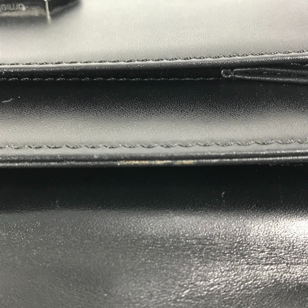 VERSACE ストラップ付き ロゴ カバン ポーチ フラップ クラッチバッグ セカンドバッグ レザー ユニセックス ブラック