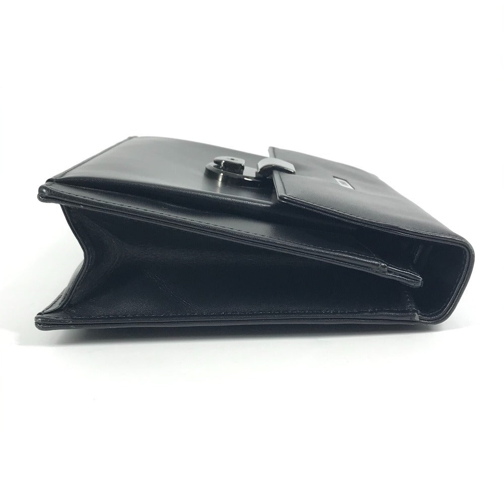 VERSACE ストラップ付き ロゴ カバン ポーチ フラップ クラッチバッグ セカンドバッグ レザー ユニセックス ブラック