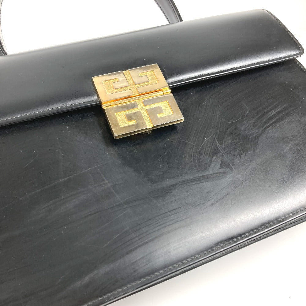 GIVENCHY ヴィンテージ ロゴ カバン トートバッグ ショルダーバッグ フラップ ハンドバッグ レザー レディース ブラック