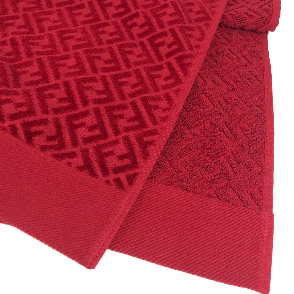 FENDI FXT002 ズッカ ロゴ バスタオル インテリア ひざかけ ブランケット タオル コットン ユニセックス レッド