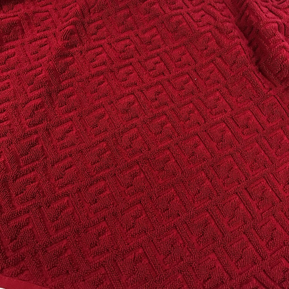 FENDI FXT002 ズッカ ロゴ バスタオル インテリア ひざかけ ブランケット タオル コットン ユニセックス レッド