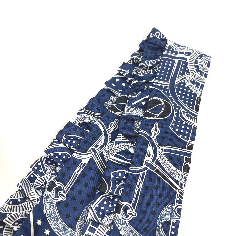 HERMES 《エプロン・ドール》 フリル ツィリー ツイリー アクセサリー ファッション小物 スカーフ シルク レディース マリンフォンセ/ブラック/ホワイト ブルー