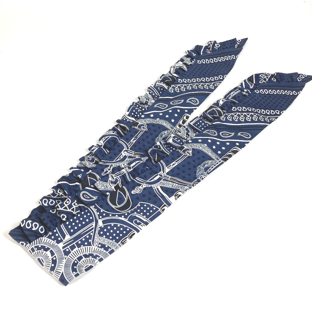 HERMES 《エプロン・ドール》 フリル ツィリー ツイリー アクセサリー ファッション小物 スカーフ シルク レディース マリンフォンセ/ブラック/ホワイト ブルー