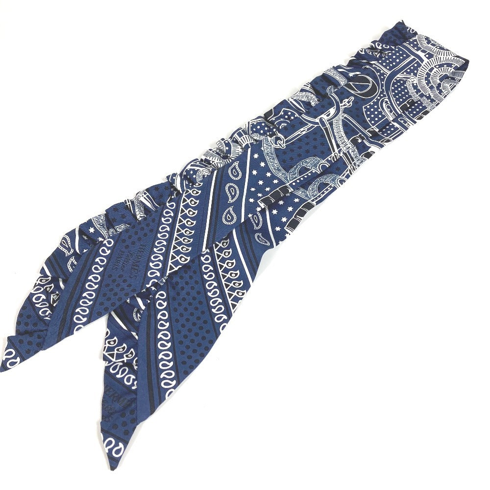 HERMES 《エプロン・ドール》 フリル ツィリー ツイリー アクセサリー ファッション小物 スカーフ シルク レディース マリンフォンセ/ブラック/ホワイト ブルー