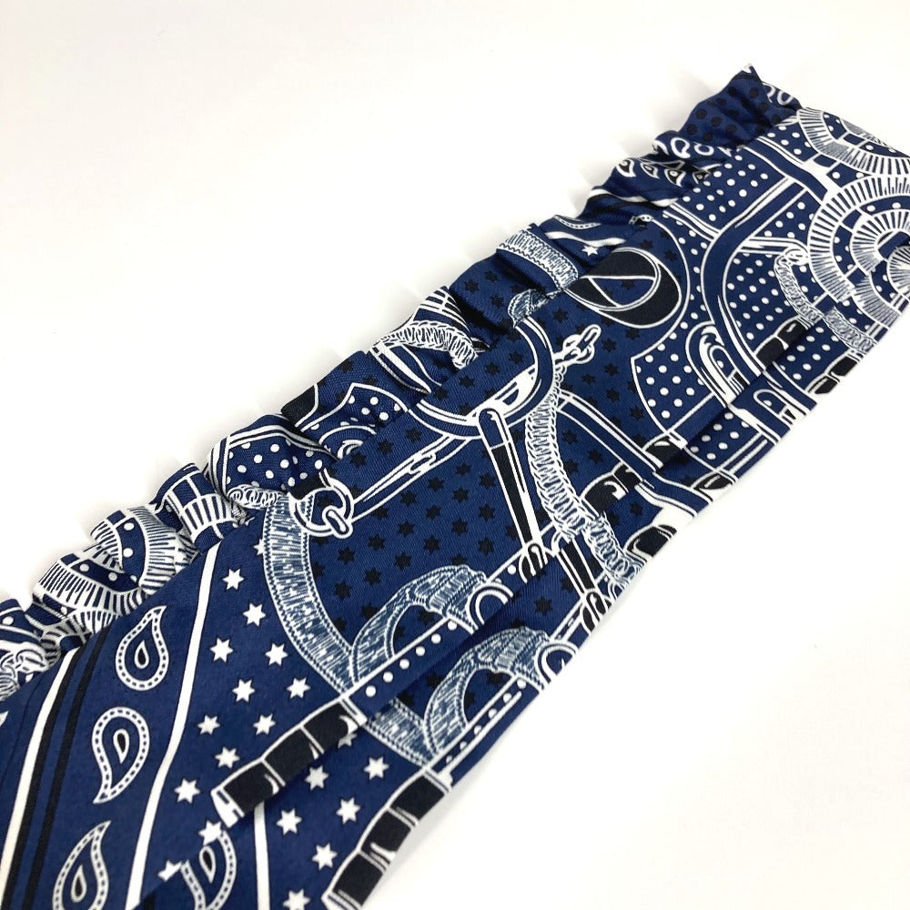 HERMES 《エプロン・ドール》 フリル ツィリー ツイリー アクセサリー ファッション小物 スカーフ シルク レディース マリンフォンセ/ブラック/ホワイト ブルー