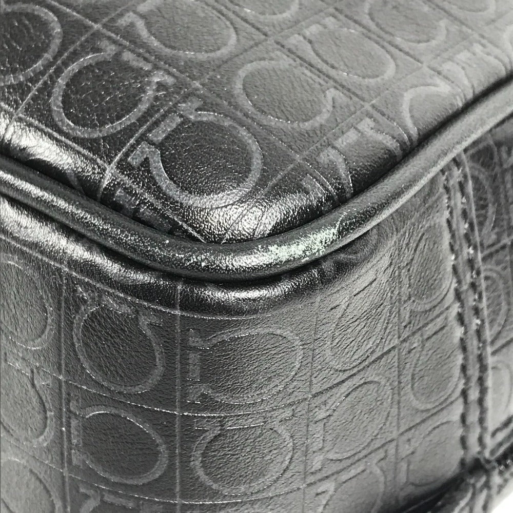 Salvatore Ferragamo 2WAYバッグ ショルダーバッグ カバン ロゴ ガンチーニ ビジネスバッグ ブリーフケース 書類バッグ ハンドバッグ レザー ユニセックス ブラック