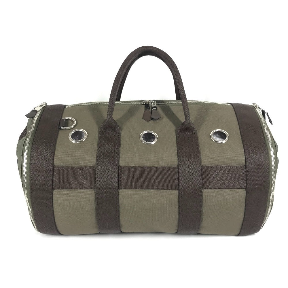 HERMES H068639CKAA 2WAYバッグ ハンドバッグ 斜め掛け 犬用キャリーバッグ 肩掛け カバン ボストンバッグ ペット 犬 ワンちゃん ショルダーバッグ ナイロン ユニセックス カーキ / フー カーキ