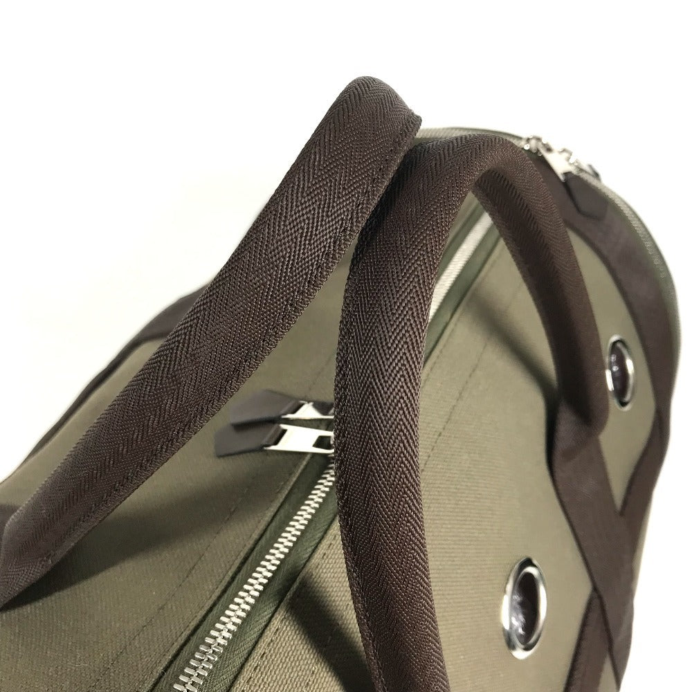 HERMES H068639CKAA 2WAYバッグ ハンドバッグ 斜め掛け 犬用キャリーバッグ 肩掛け カバン ボストンバッグ ペット 犬 ワンちゃん ショルダーバッグ ナイロン ユニセックス カーキ / フー カーキ
