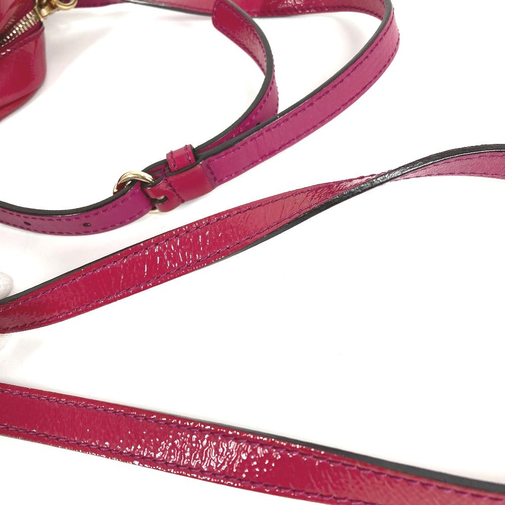 GUCCI 308364 ソーホー スモールディスコ タッセル フリンジ カバン 斜め掛け GG ロゴ ポシェット ショルダーバッグ パテントレザー ユニセックス パープル