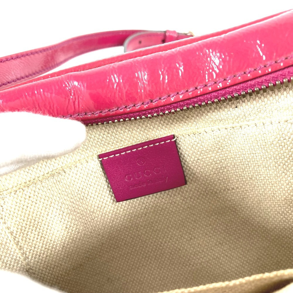 GUCCI 308364 ソーホー スモールディスコ タッセル フリンジ カバン 斜め掛け GG ロゴ ポシェット ショルダーバッグ パテントレザー ユニセックス パープル