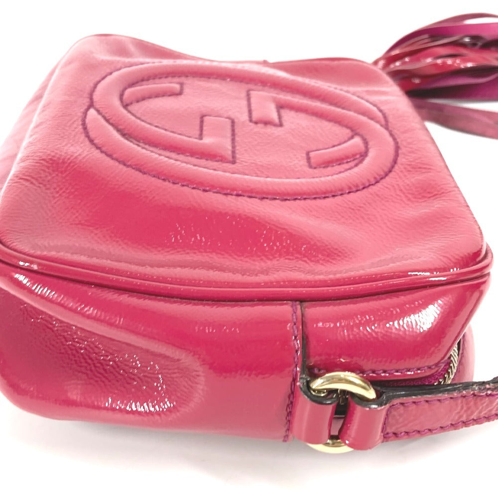 GUCCI 308364 ソーホー スモールディスコ タッセル フリンジ カバン 斜め掛け GG ロゴ ポシェット ショルダーバッグ パテントレザー ユニセックス パープル