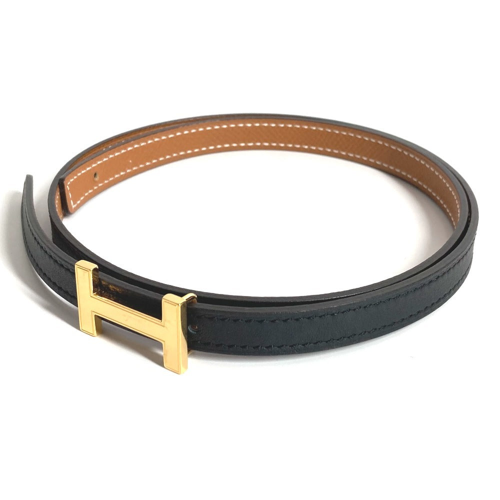 HERMES 細ベルト フォーカス リバーシブルベルト Hベルト ベルト レザー レディース ブラック