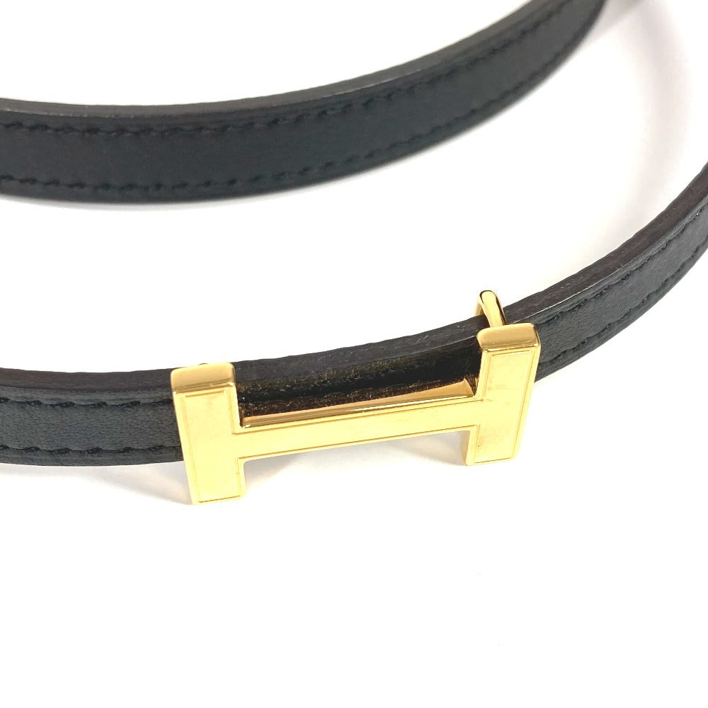 HERMES 細ベルト フォーカス リバーシブルベルト Hベルト ベルト レザー レディース ブラック