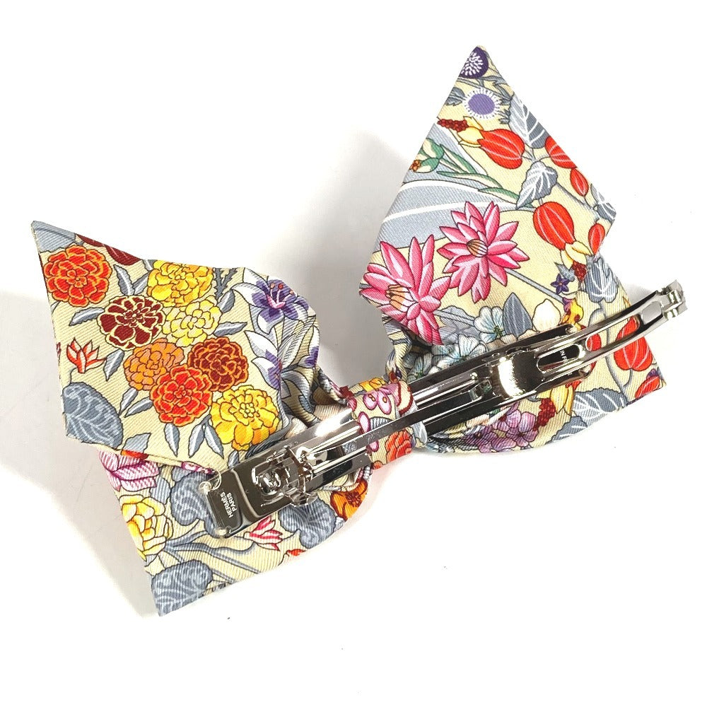 HERMES フラワー 花 バレッタ 《グルネル》 PM 《ブルーム》 ヘアアクセサリー リボン りぼん バレッタ シルク レディース ベージュ