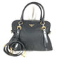 PRADA 1BB01 2WAYバッグ ハンドバッグ トートバッグ トライアングルロゴ 三角ロゴ プレート カバン 斜め掛け ショルダーバッグ レザー/ナイロン ユニセックス ブラック