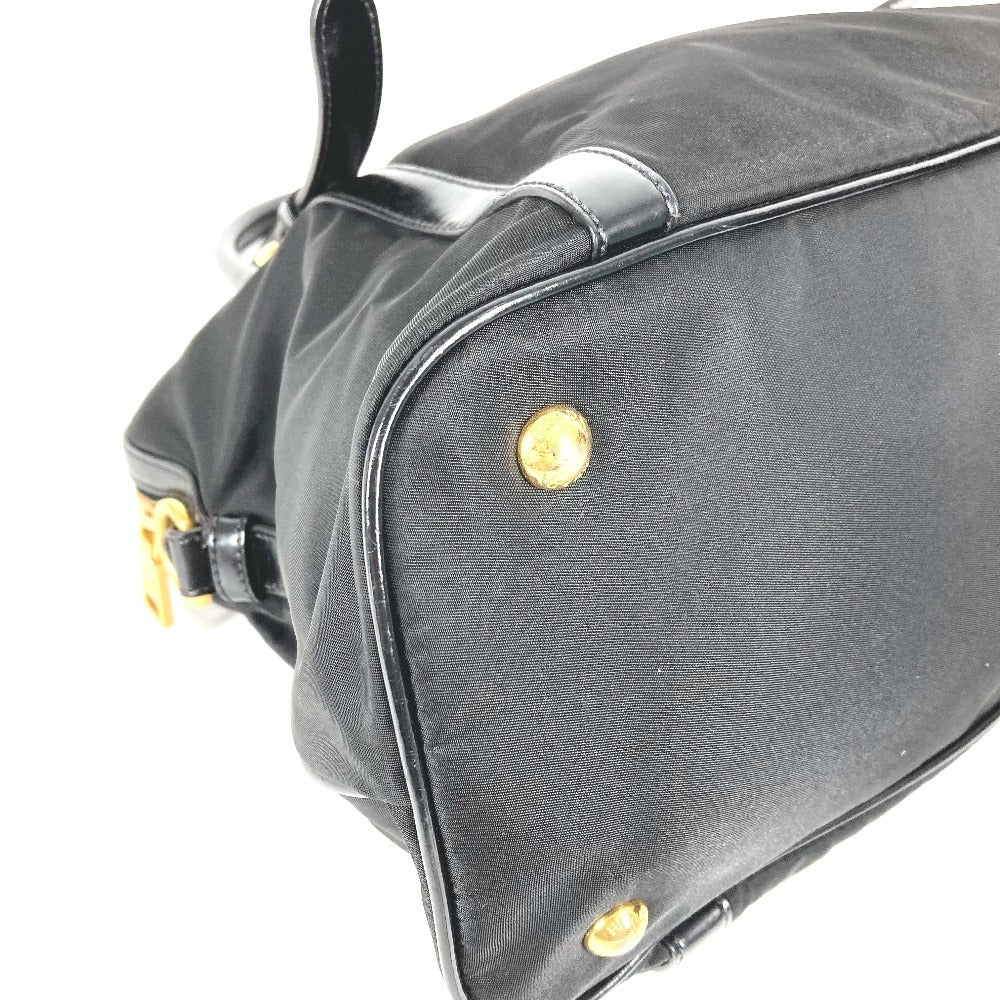 PRADA 1BB01 2WAYバッグ ハンドバッグ トートバッグ トライアングルロゴ 三角ロゴ プレート カバン 斜め掛け ショルダーバッグ レザー/ナイロン ユニセックス ブラック