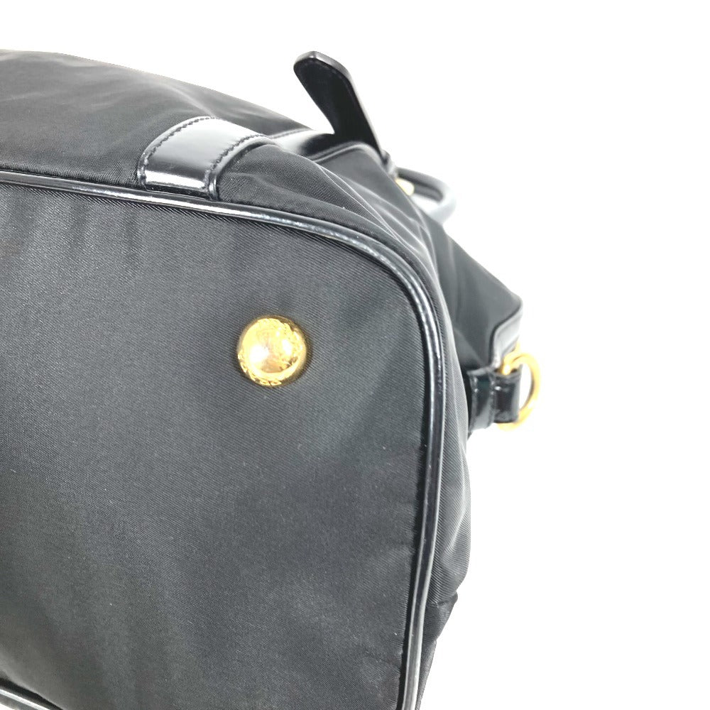 PRADA 1BB01 2WAYバッグ ハンドバッグ トートバッグ トライアングルロゴ 三角ロゴ プレート カバン 斜め掛け ショルダーバッグ レザー/ナイロン ユニセックス ブラック