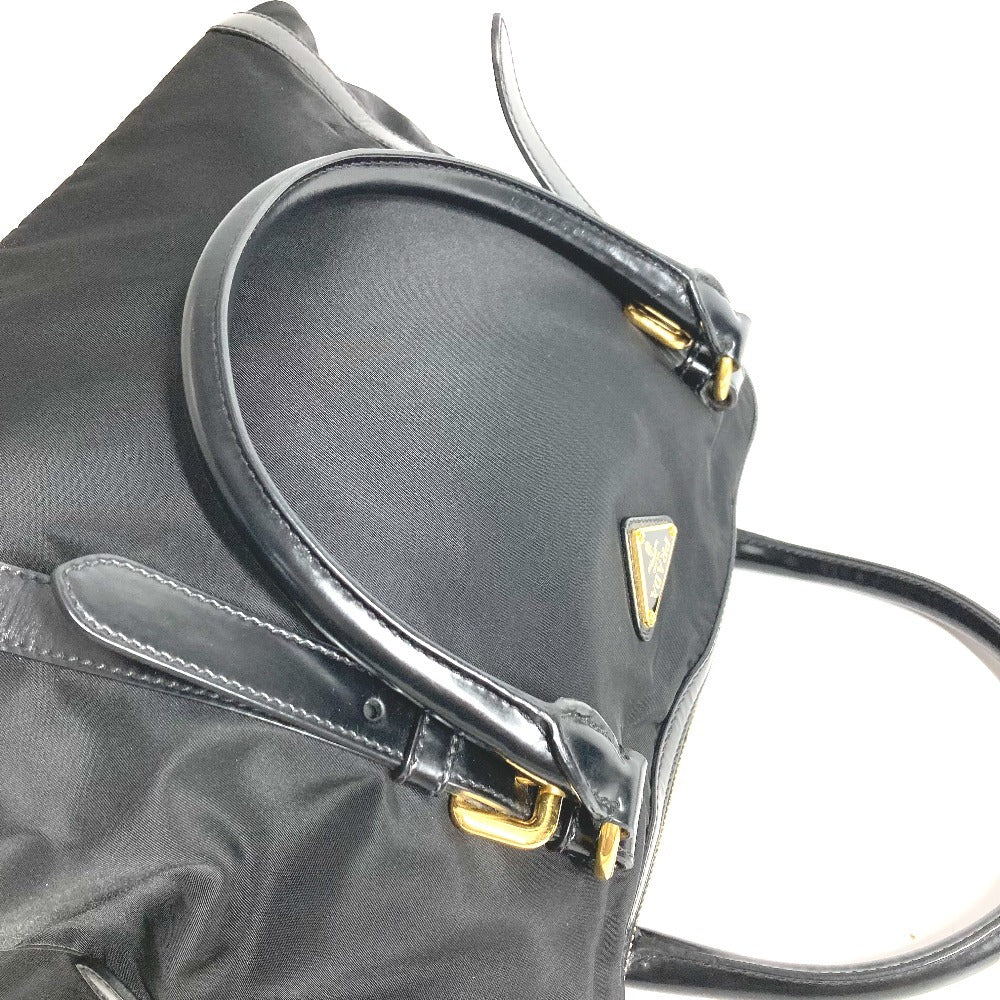 PRADA 1BB01 2WAYバッグ ハンドバッグ トートバッグ トライアングルロゴ 三角ロゴ プレート カバン 斜め掛け ショルダーバッグ レザー/ナイロン ユニセックス ブラック