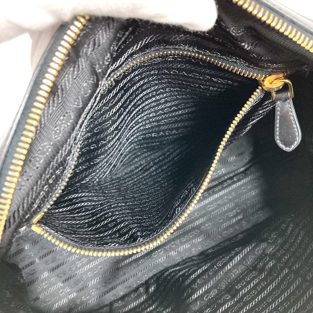 PRADA 1BB01 2WAYバッグ ハンドバッグ トートバッグ トライアングルロゴ 三角ロゴ プレート カバン 斜め掛け ショルダーバッグ レザー/ナイロン ユニセックス ブラック