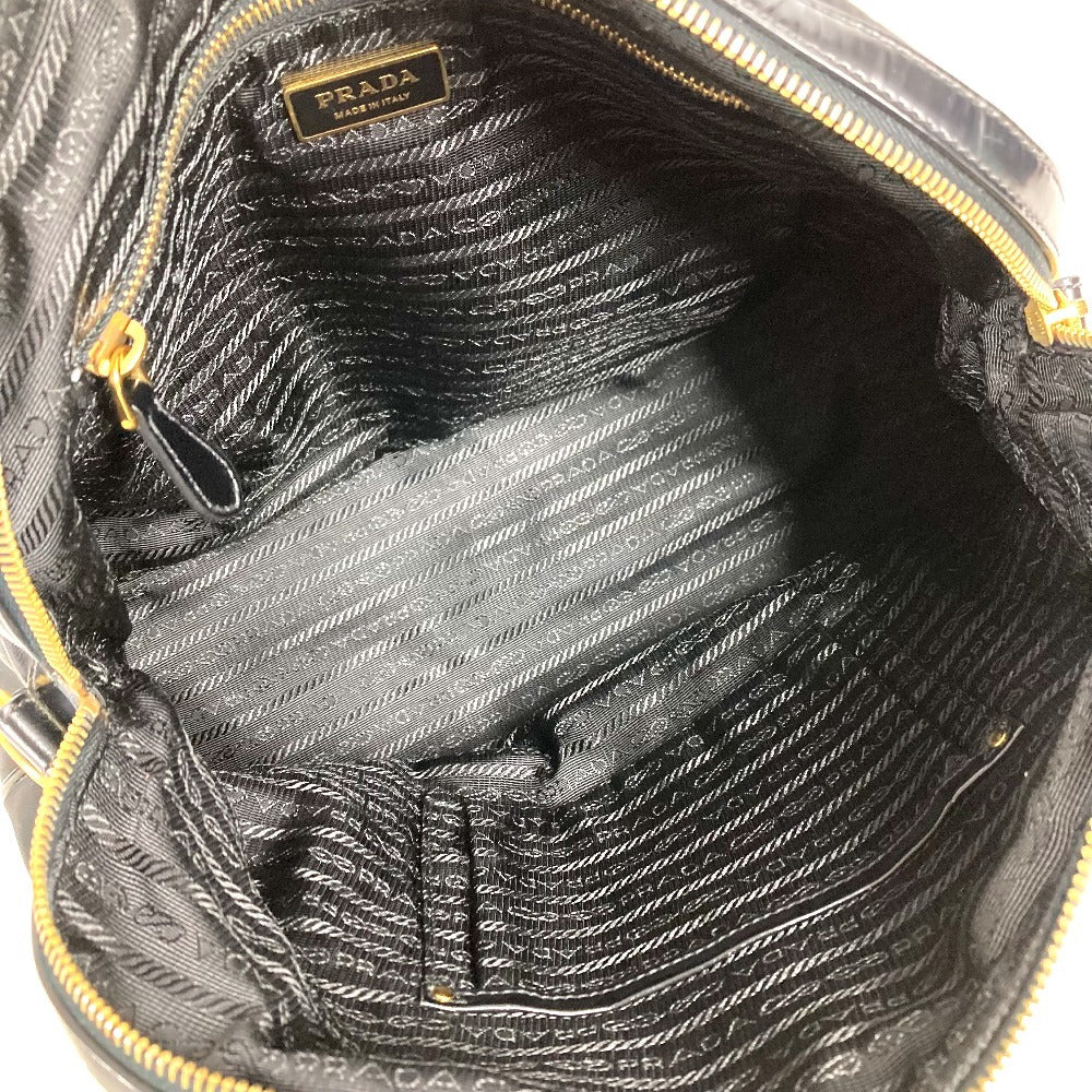 PRADA 1BB01 2WAYバッグ ハンドバッグ トートバッグ トライアングルロゴ 三角ロゴ プレート カバン 斜め掛け ショルダーバッグ レザー/ナイロン ユニセックス ブラック