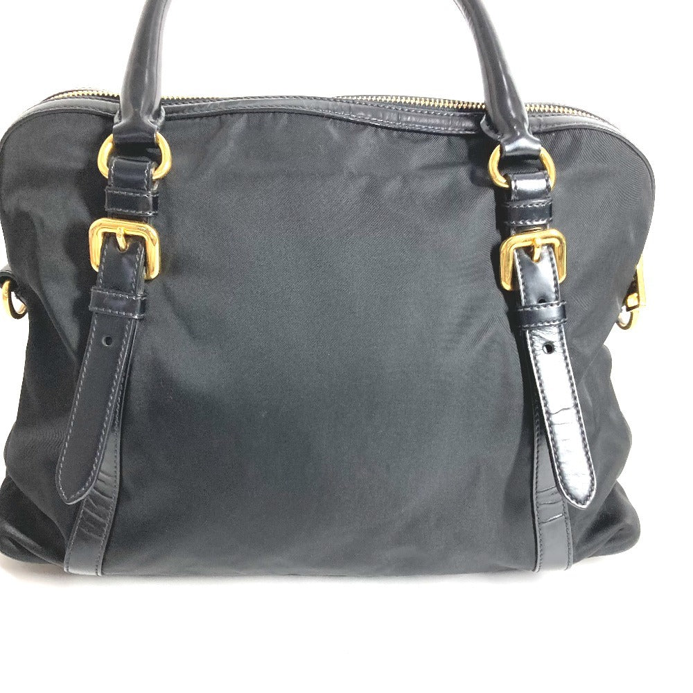 PRADA 1BB01 2WAYバッグ ハンドバッグ トートバッグ トライアングルロゴ 三角ロゴ プレート カバン 斜め掛け ショルダーバッグ レザー/ナイロン ユニセックス ブラック