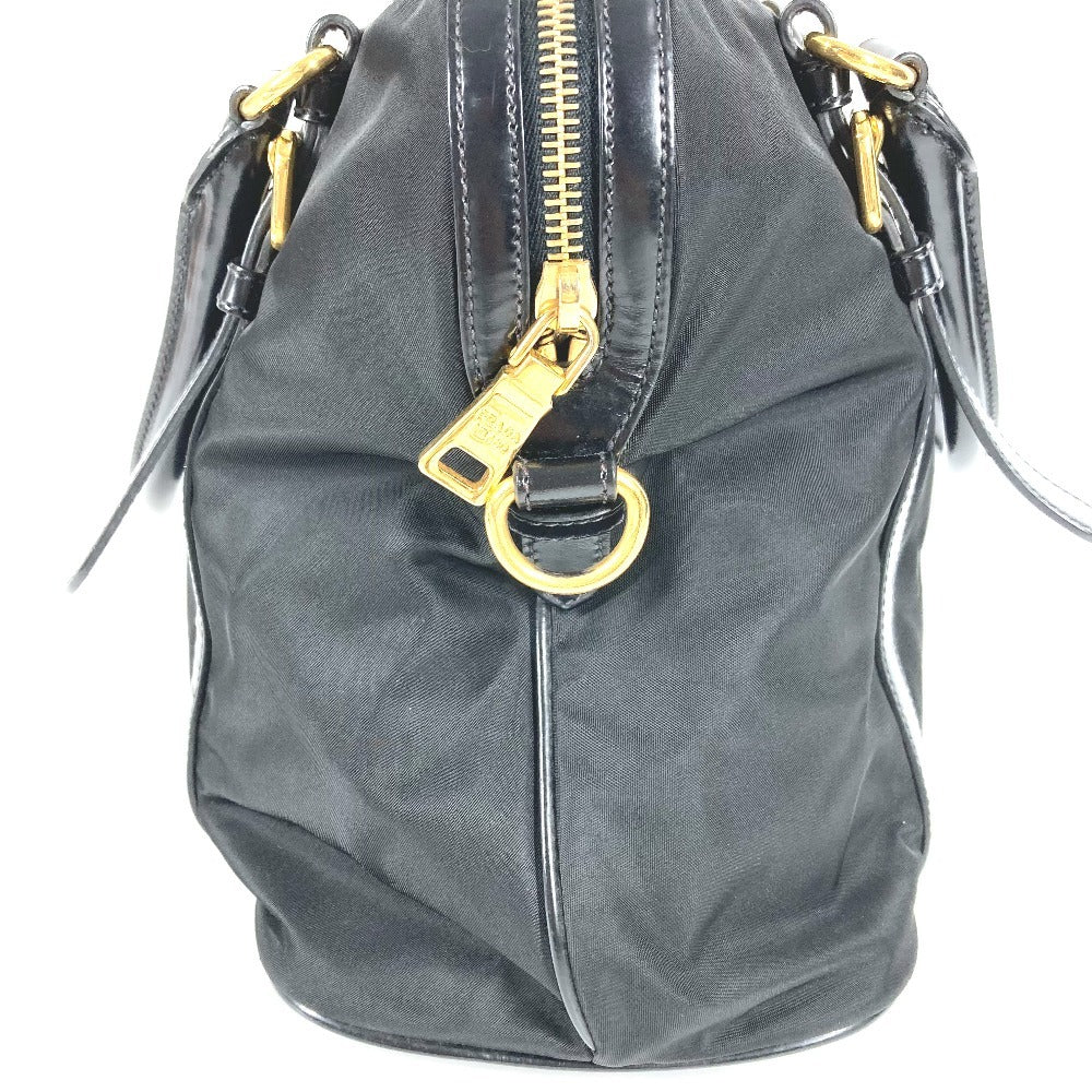 PRADA 1BB01 2WAYバッグ ハンドバッグ トートバッグ トライアングルロゴ 三角ロゴ プレート カバン 斜め掛け ショルダーバッグ レザー/ナイロン ユニセックス ブラック