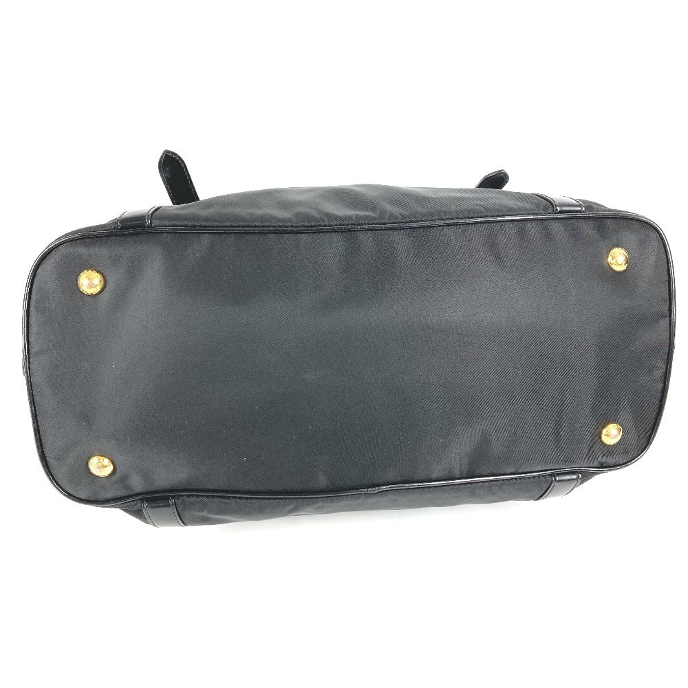 PRADA 1BB01 2WAYバッグ ハンドバッグ トートバッグ トライアングルロゴ 三角ロゴ プレート カバン 斜め掛け ショルダーバッグ レザー/ナイロン ユニセックス ブラック