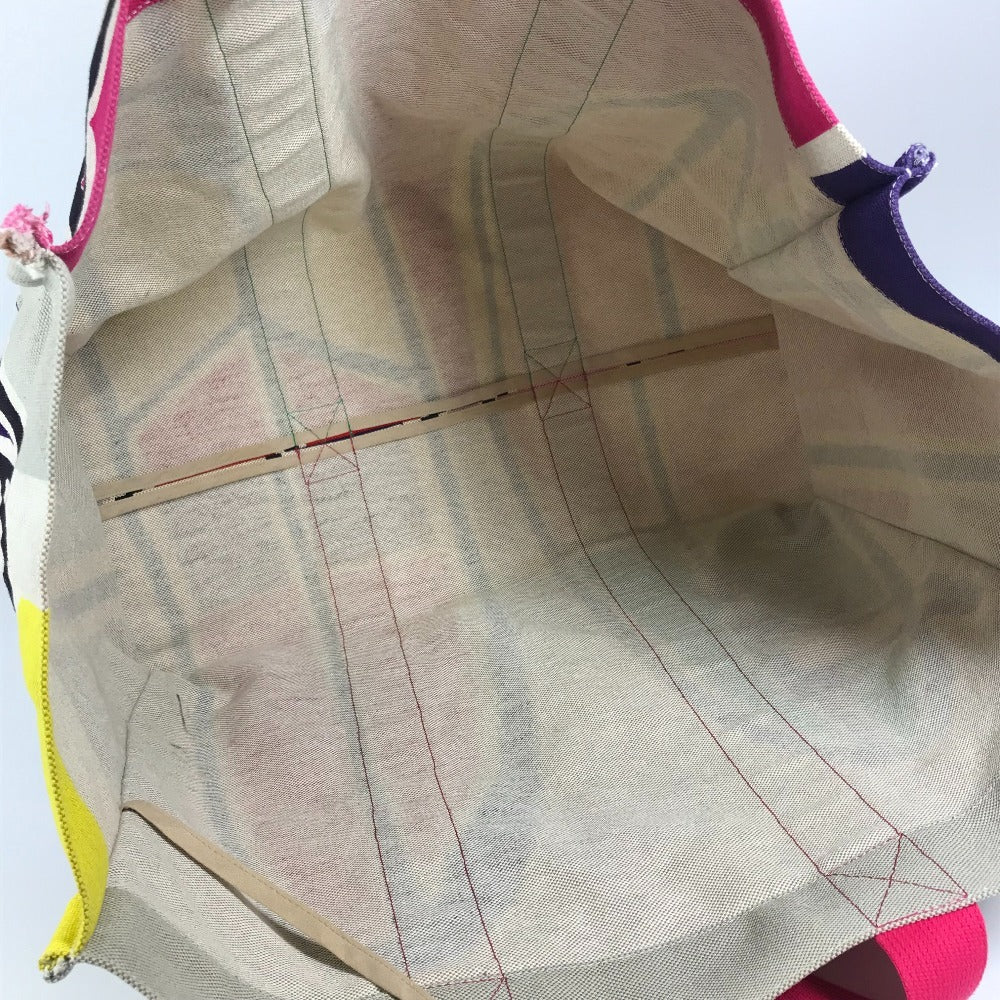 HERMES トートバッグ ポーチ付き セバスドプラージュ ロゴ 肩掛け カバン ボストンバッグ ショルダーバッグ コットン ユニセックス マルチカラー