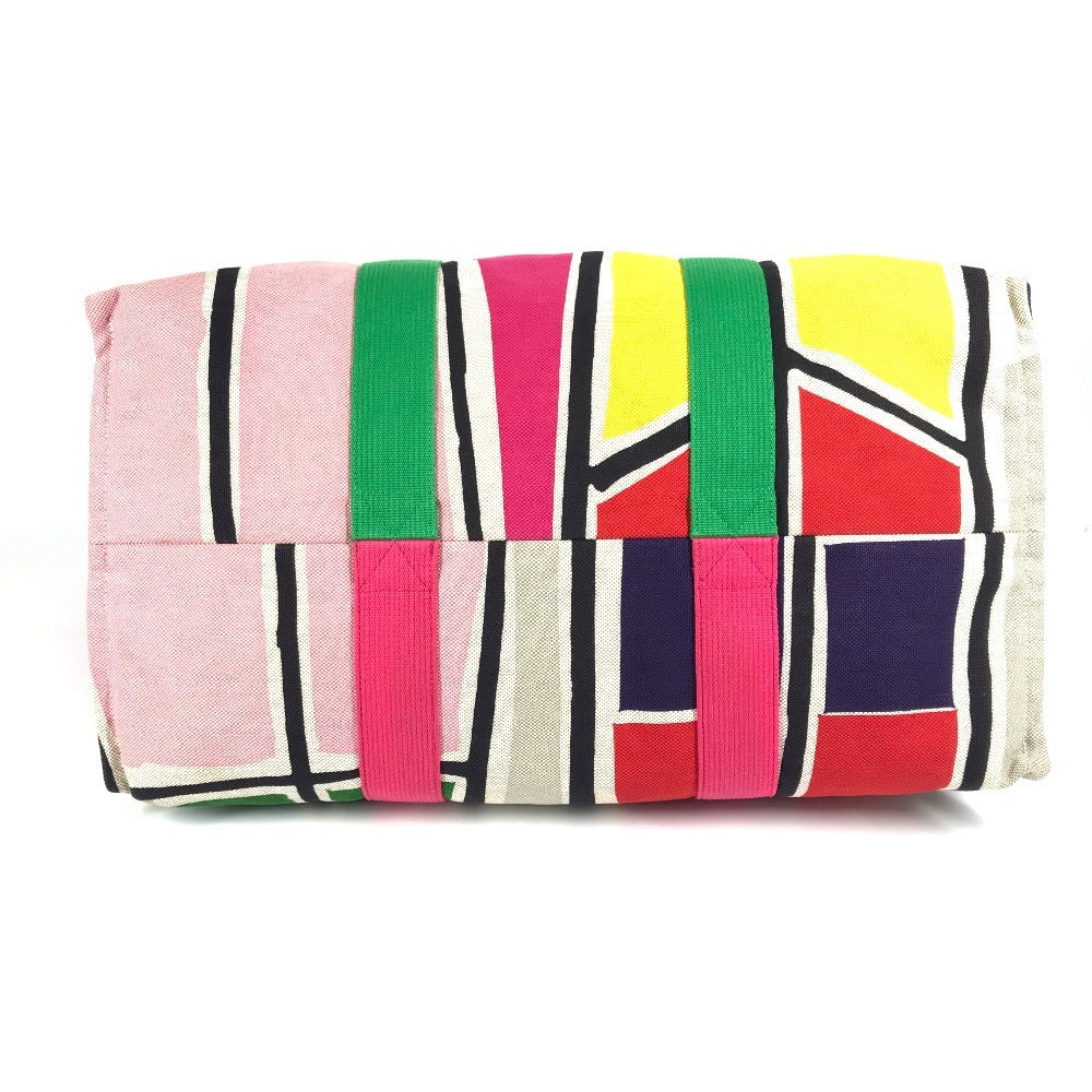 HERMES トートバッグ ポーチ付き セバスドプラージュ ロゴ 肩掛け カバン ボストンバッグ ショルダーバッグ コットン ユニセックス マルチカラー